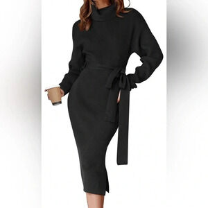 ZESICA sweater dress midi with side split
